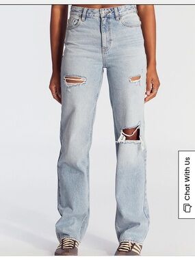 Pacsun '90s Boyfriend Jeans Ripped Light Indigo
